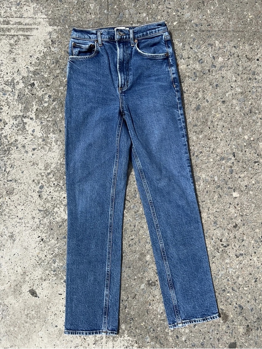 Agolde Riley High Rise Straight Crop Jeans Size 24 Blue Denim
